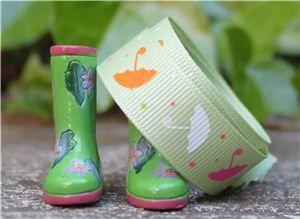 Umbrella Grosgrain Ribbon - Lime Juice